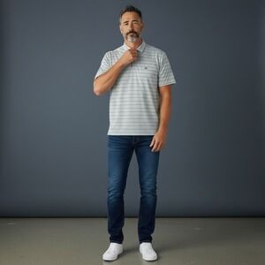 Travis‎ Mathew Men's Golf Polo Shirt XL Striped Short Sleeve Performance Fabric